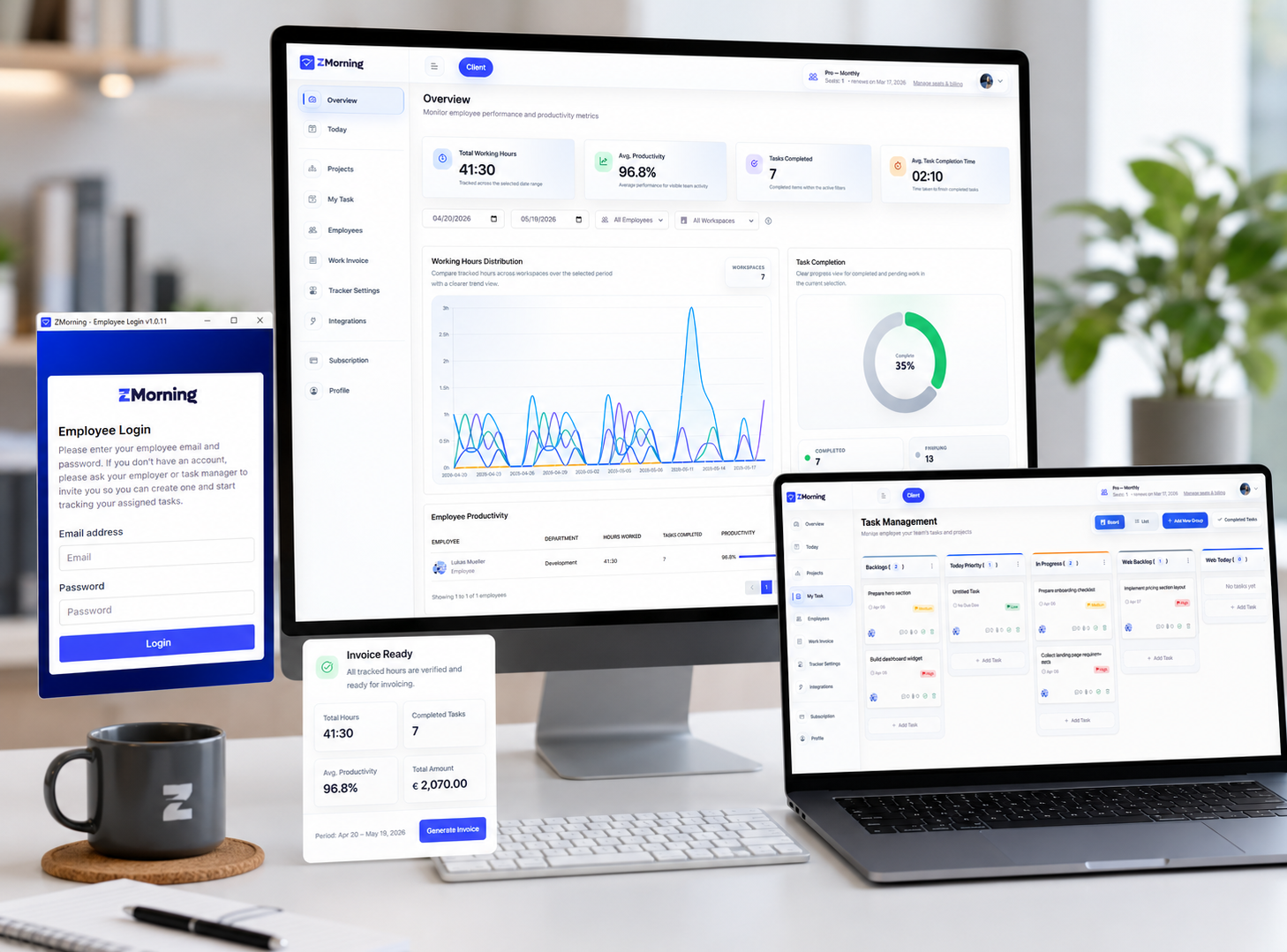 ZMorning invoicing dashboard preview