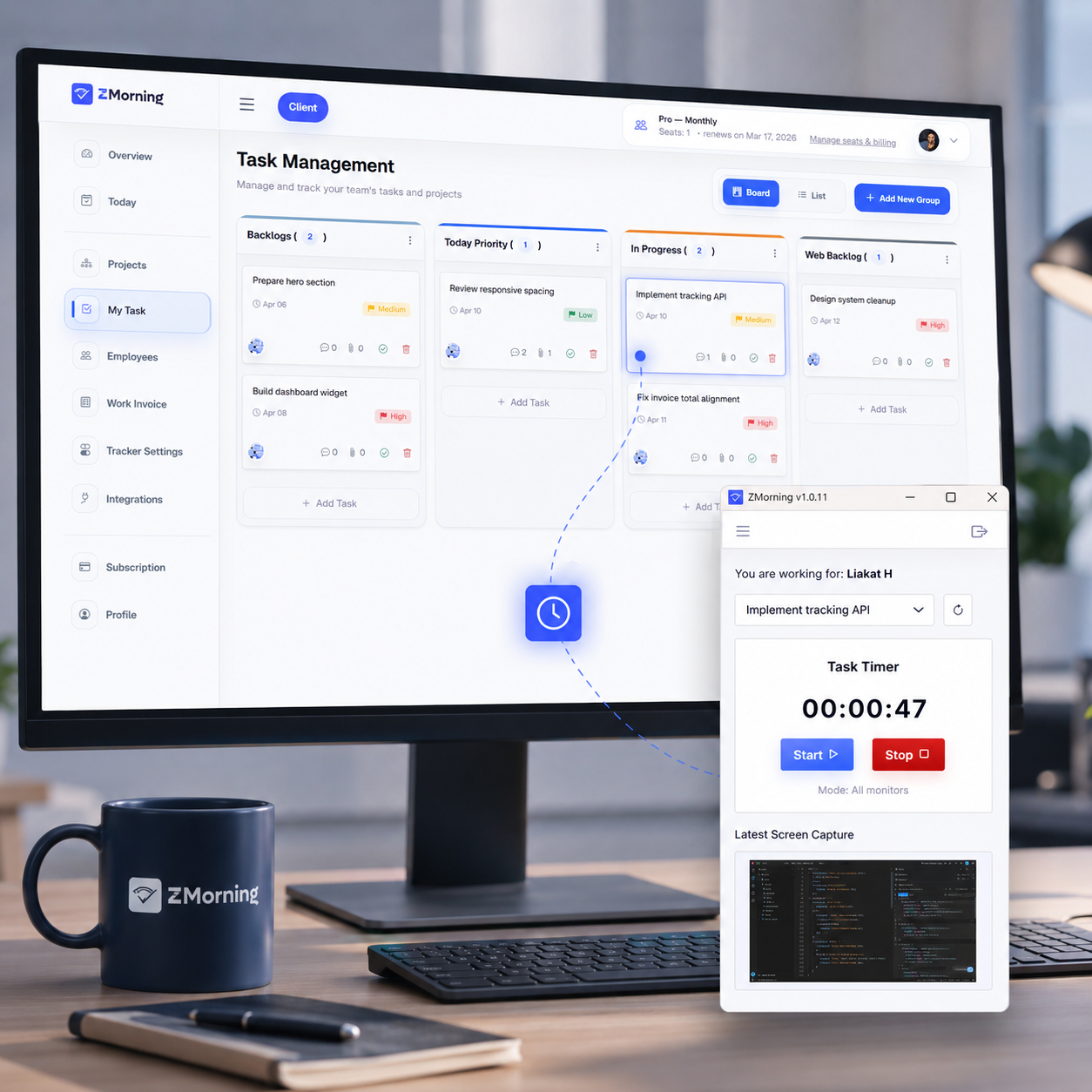 ZMorning task-based employee time tracking