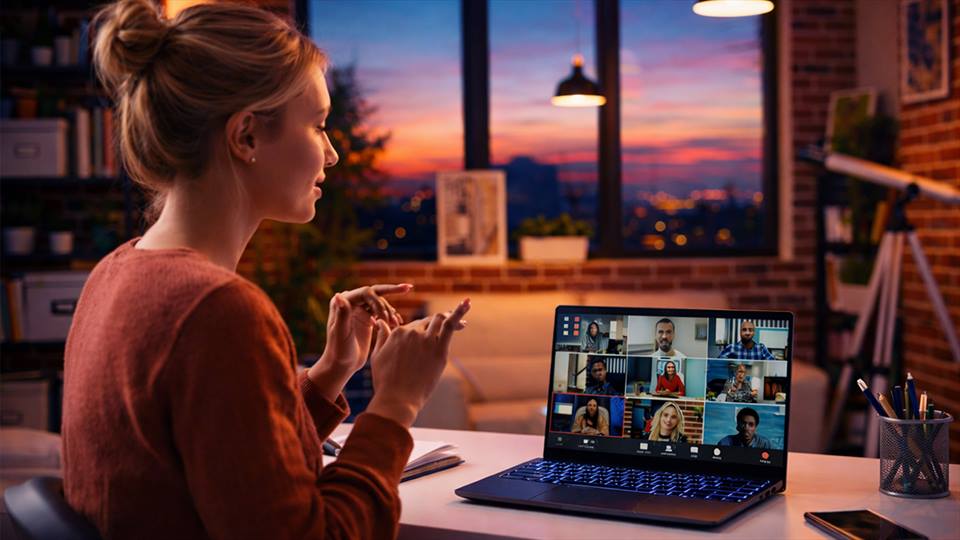 Remote-work-professional-working-from-home-during-virtual-team-meeting-in-modern-home-office